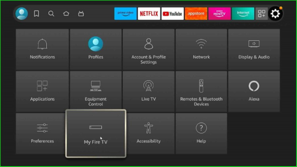 Go to My FIre TV Option