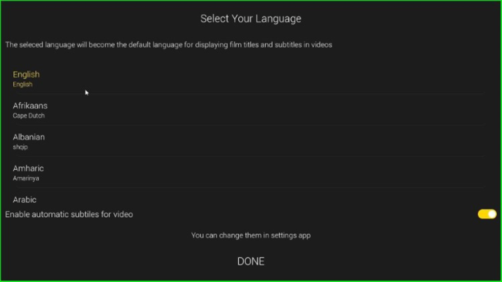 Language Option